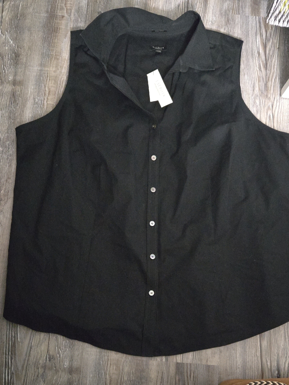 Talbots Black Sleeveless Button-Up Top